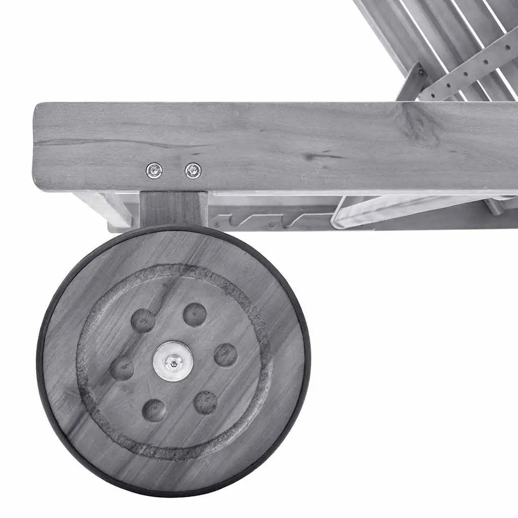 Garden Sun Lounger with Cushion Grey Outdoor Patio Seating Adjustable Backrest