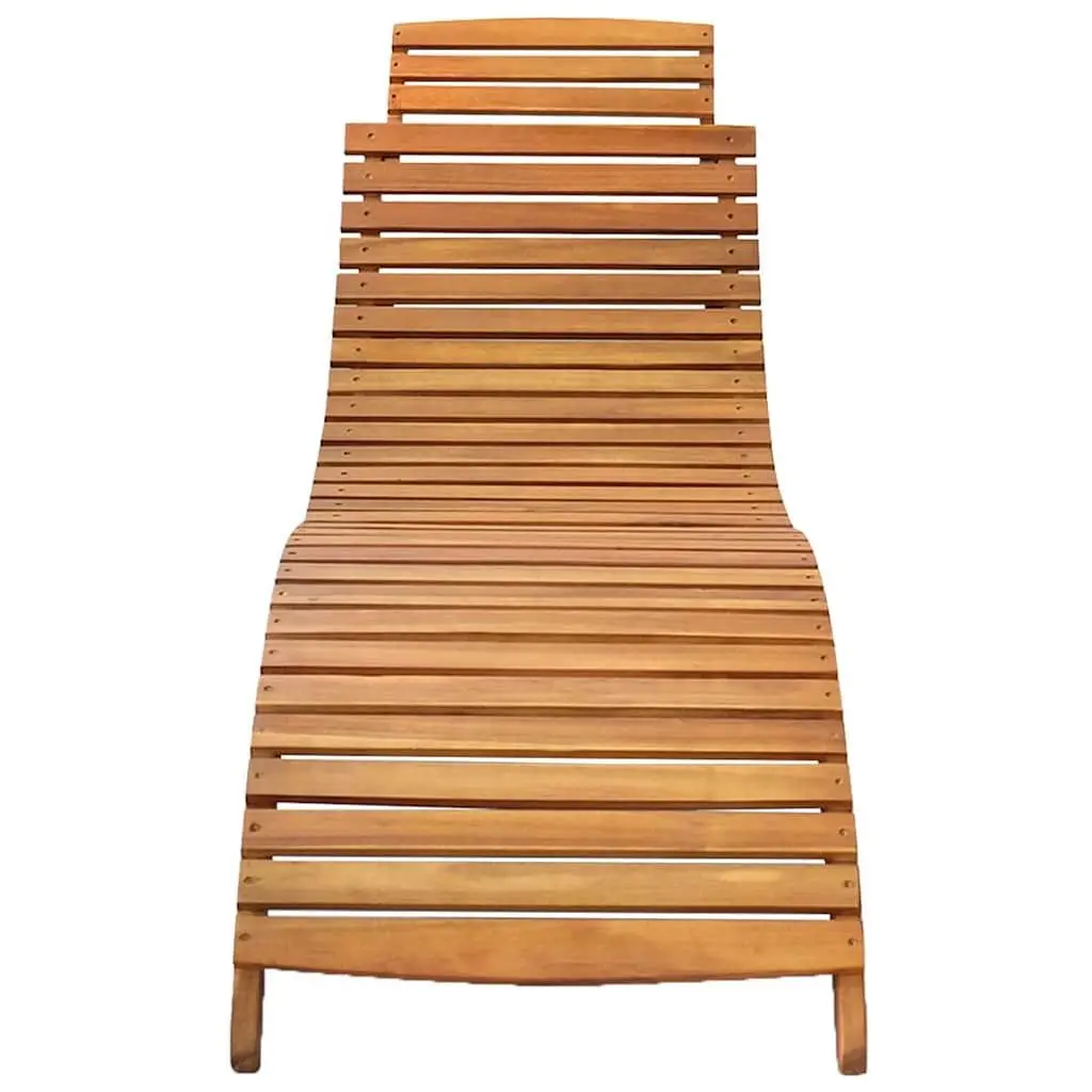 Sun Lounger Ergonomic Folding Acacia Wood Garden Patio Outdoor with Cushion Taupe