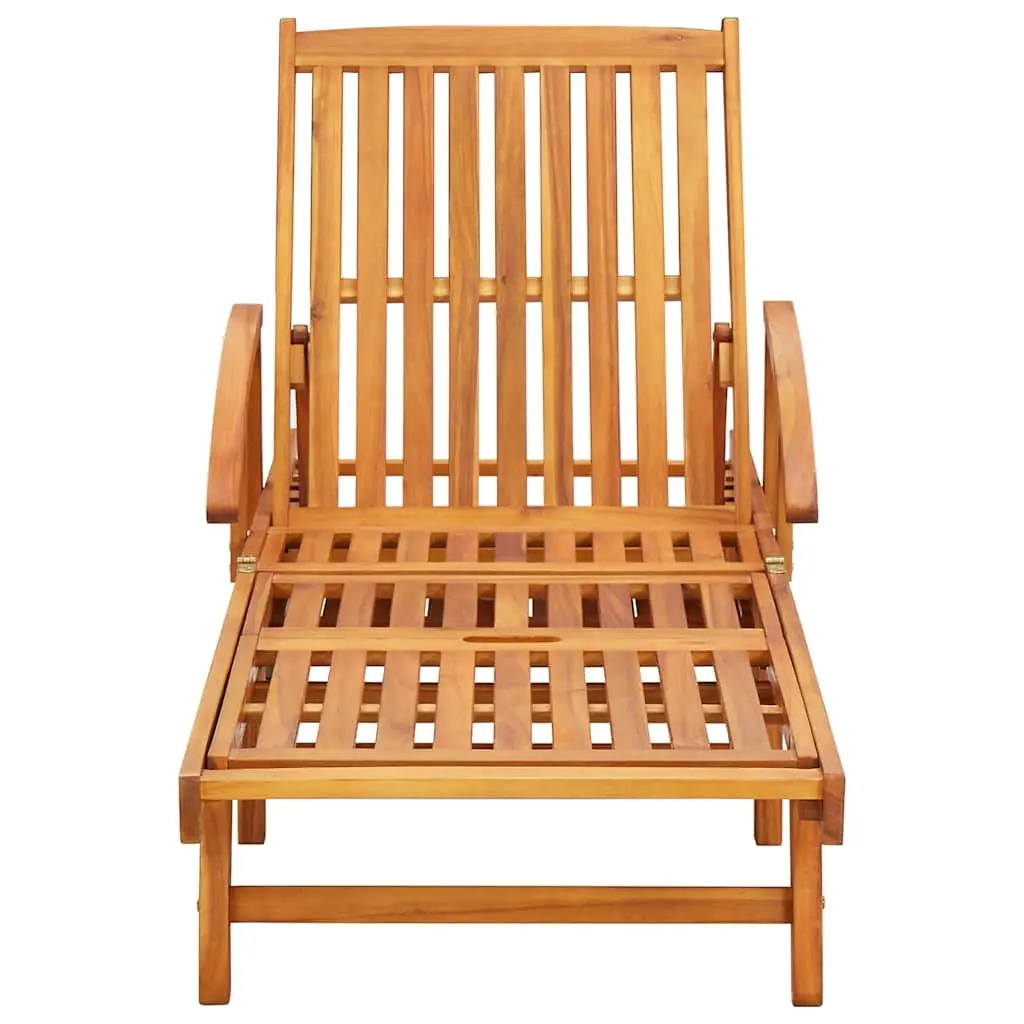 Sun Lounger Outdoor Garden Furniture Adjustable Backrest Solid Wood Acacia Black