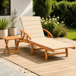 Practical and Comfortable Sun Lounger with Side Table