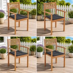 Reliable Outdoor Chair Set of 4 with Cushions for Comfort