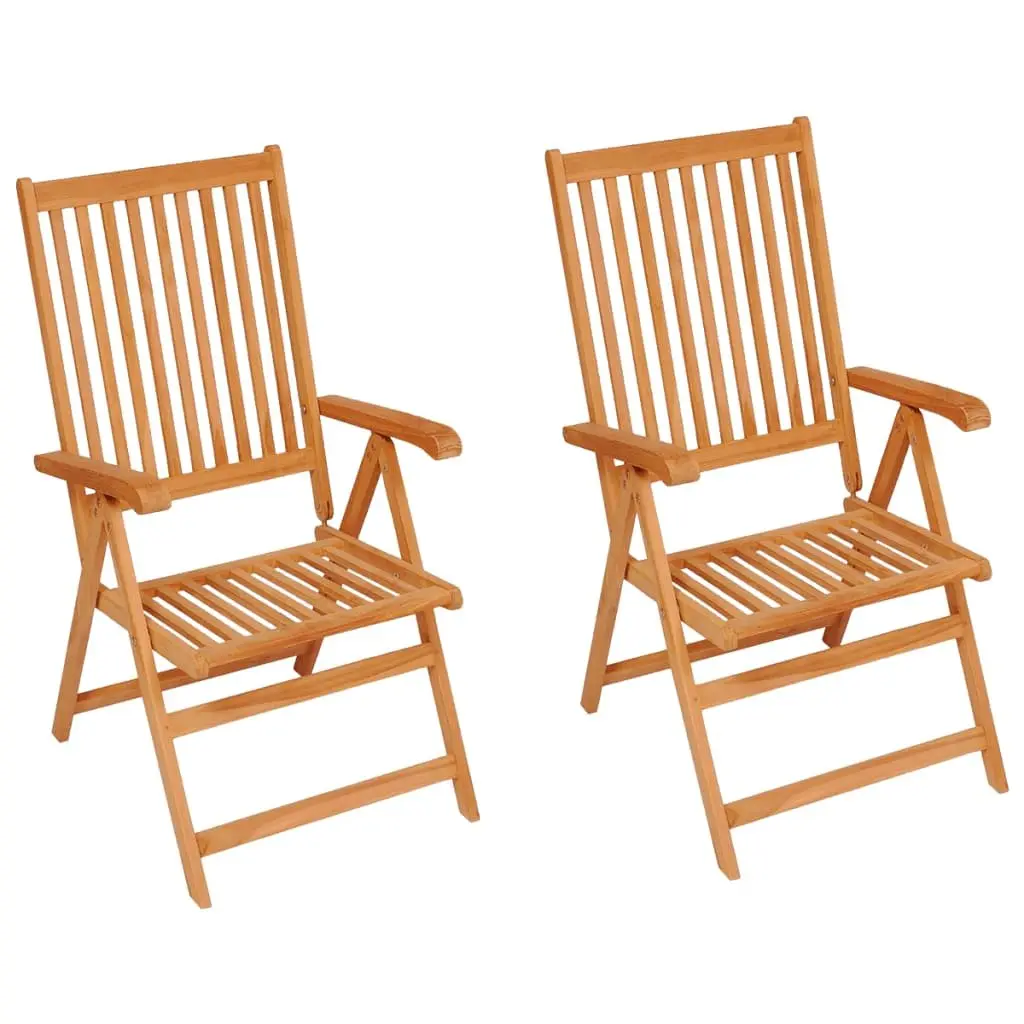 Teak Wood Outdoor Garden Chairs 2 pcs Reclining Patio Seating with Cushions Anthracite