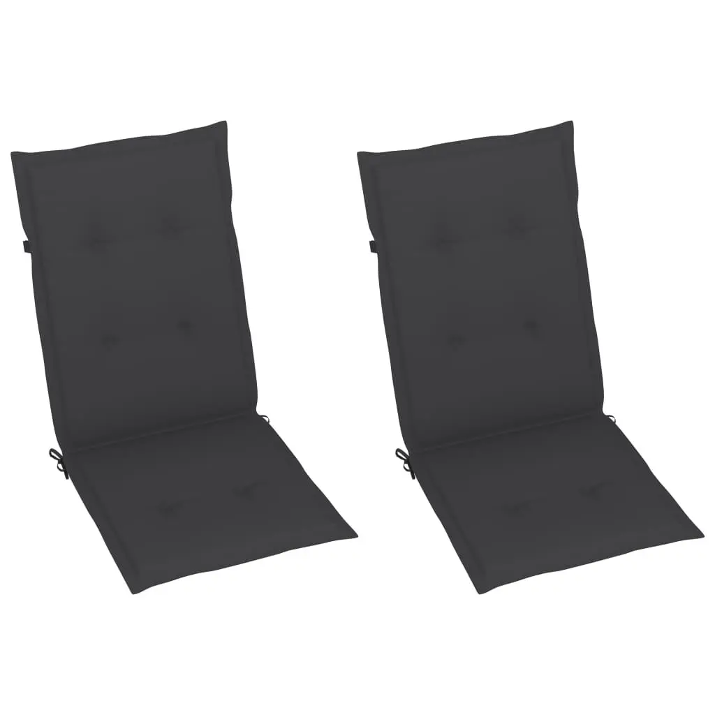 Teak Wood Outdoor Garden Chairs 2 pcs Reclining Patio Seating with Cushions Anthracite