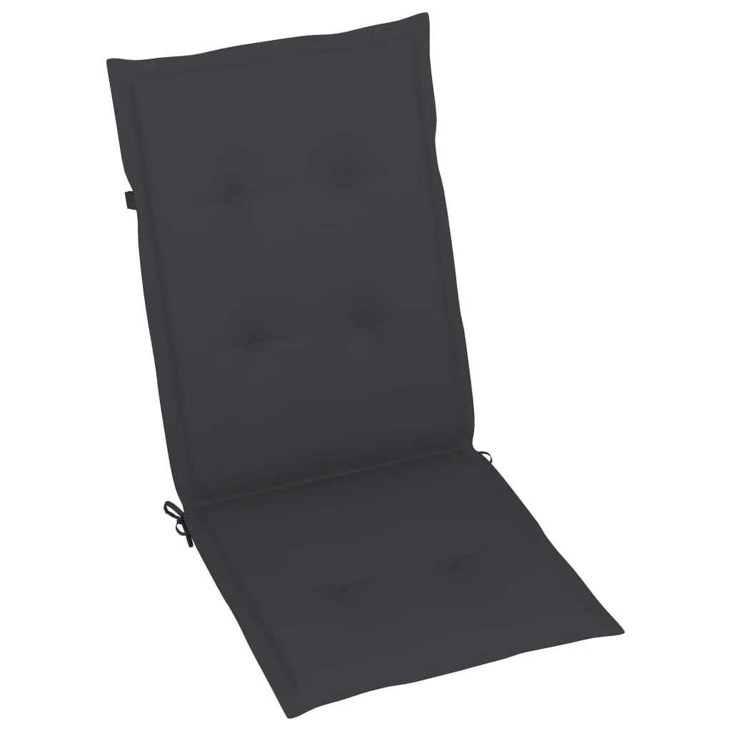 Teak Wood Outdoor Garden Chairs 2 pcs Reclining Patio Seating with Cushions Anthracite