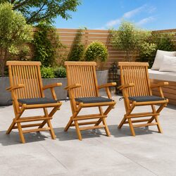 Comfortable Set of 3 Teak Wood Chairs for Outdoors