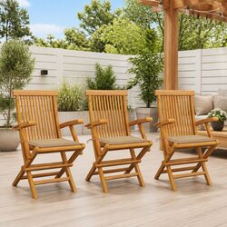 Comfortable and Durable 3-Piece Teak Wood Outdoor Chair Set