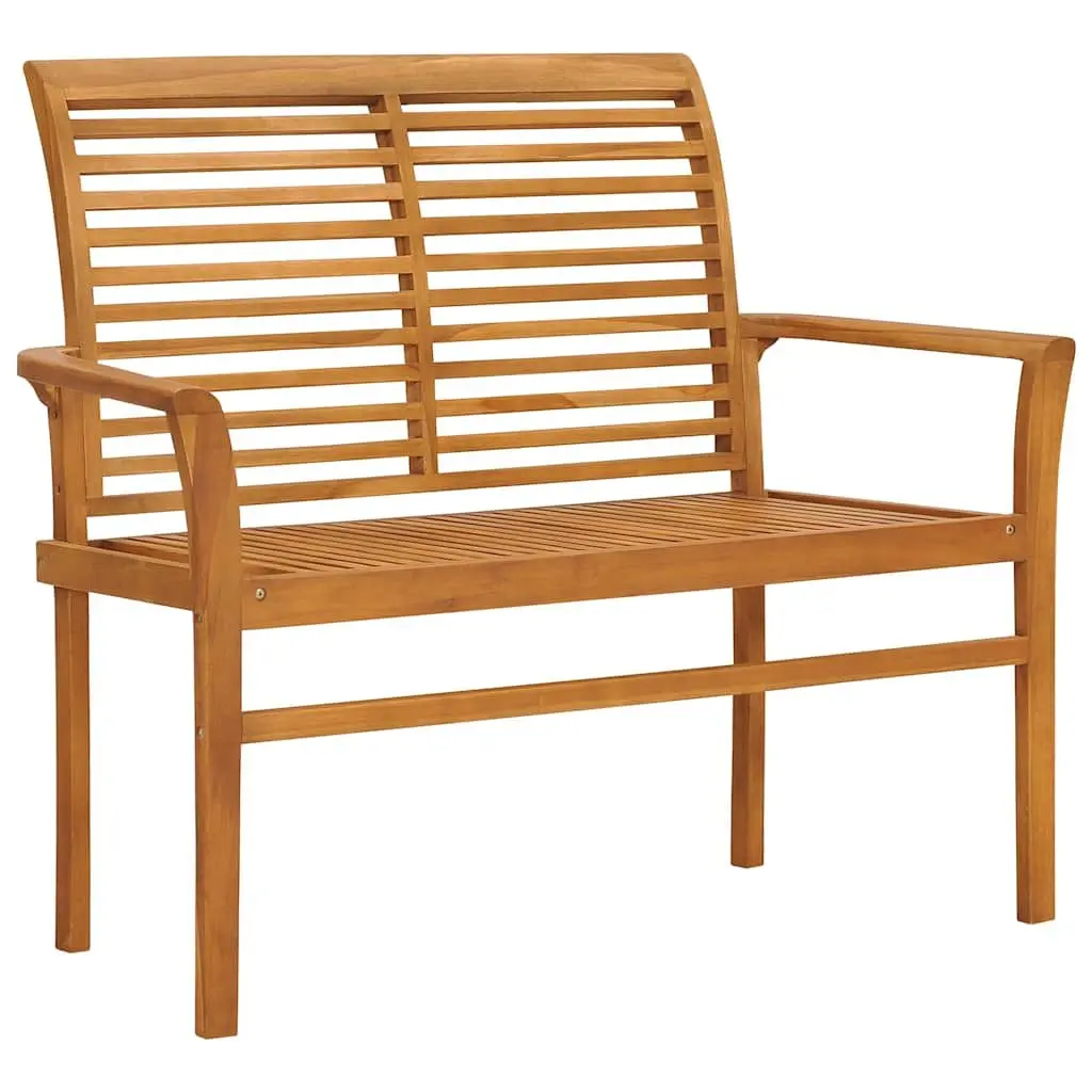 Garden Bench Outdoor Seating 112cm Teak Wood Anthracite Cushion