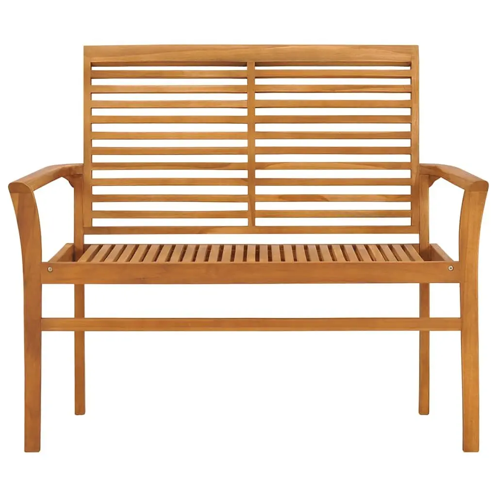 Garden Bench Outdoor Seating 112cm Teak Wood Anthracite Cushion