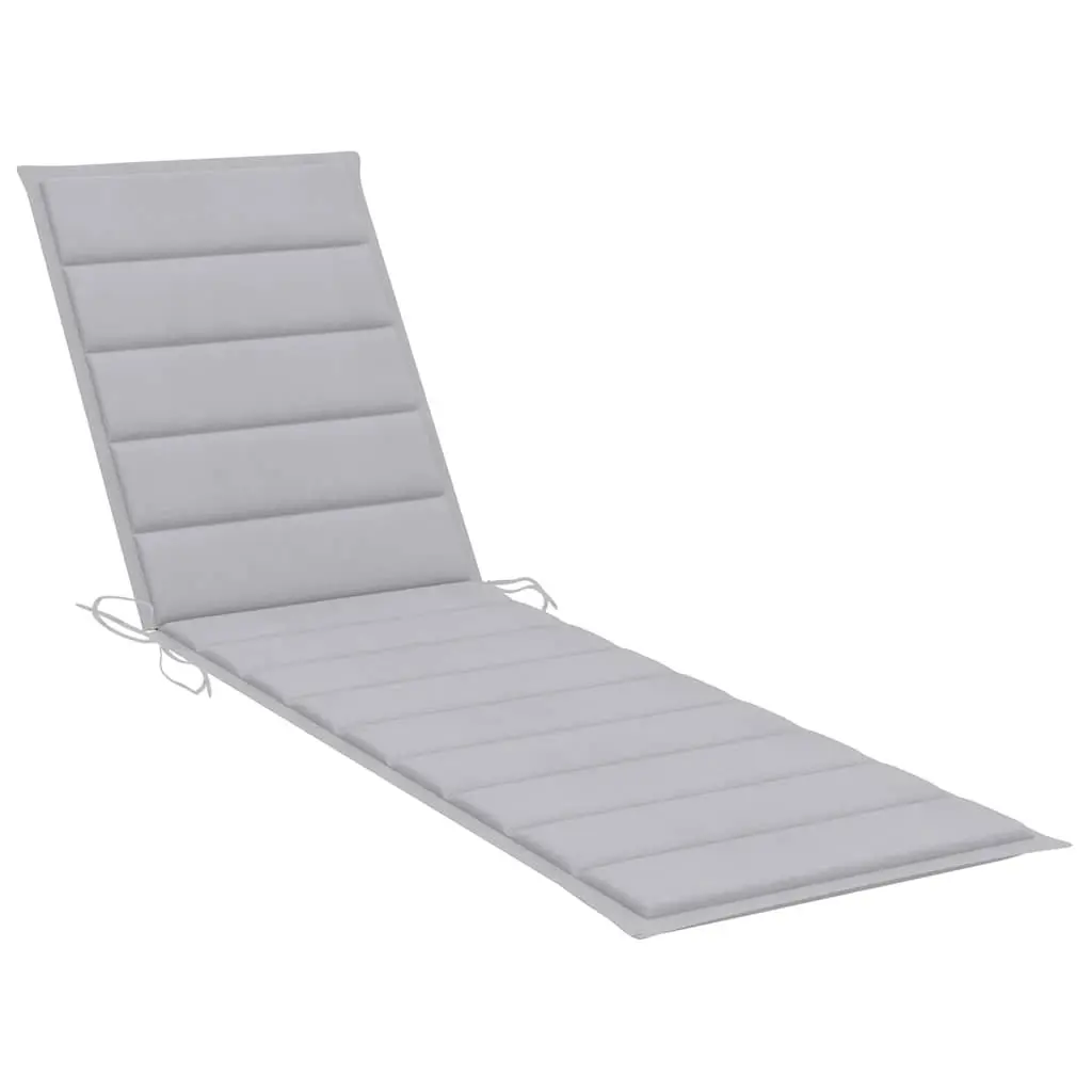 Sun Lounger Adjustable Backrest Teak with Grey Cushion Outdoor Furniture