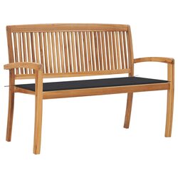 Comfortable 128.5cm Teak Outdoor Garden Bench with Cushion