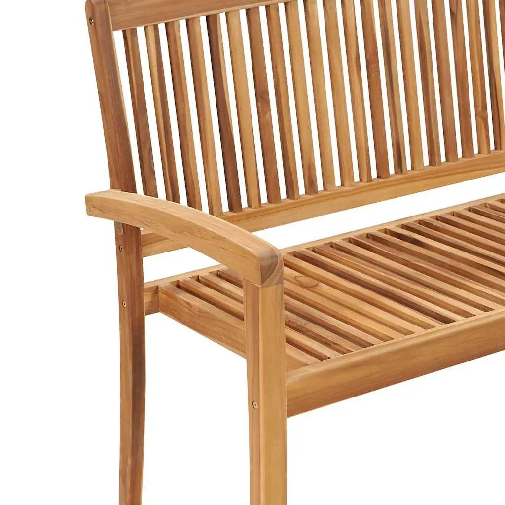 Garden Bench Outdoor Teak Wood 128.5cm Stackable with Cushion Anthracite