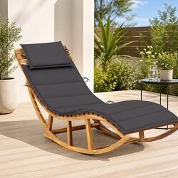 Rocking Sun Lounger with Cushion Outdoor Garden Patio Relaxation Seat