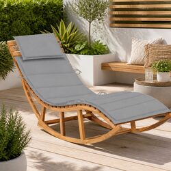 Comfortable Wooden Rocking Sun Lounger with Cushion