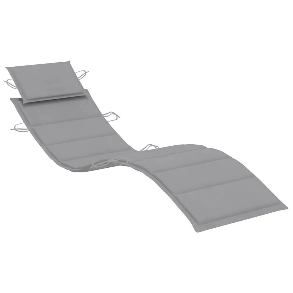 Wooden Rocking Sun Lounger with Cushion for Garden Patio Pool Grey Teak Wood