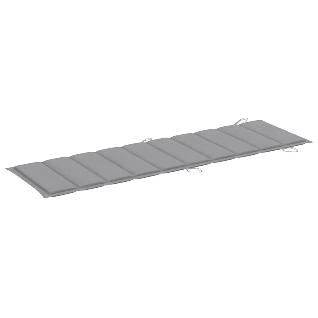 Wooden Rocking Sun Lounger with Cushion for Garden Patio Pool Grey Teak Wood