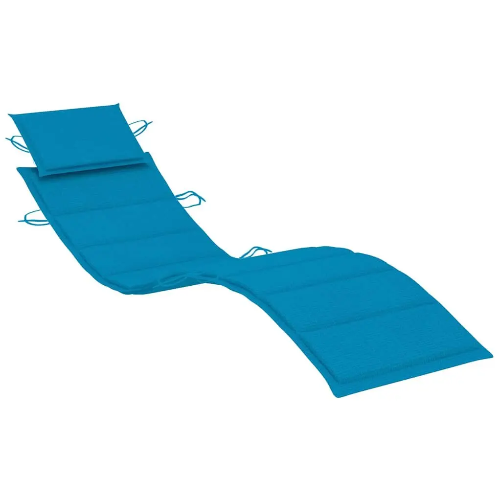 Rocking Sun Lounger Outdoor Relaxing Furniture Teak Wood with Cushion Blue