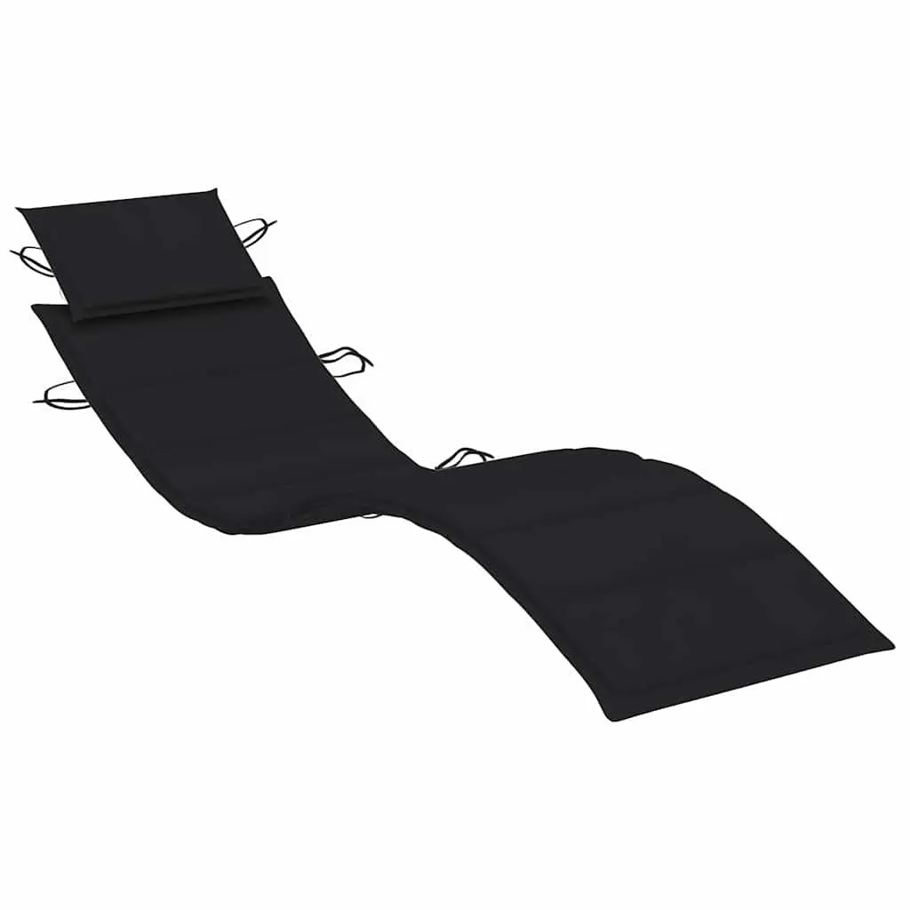 Wooden Rocking Sun Lounger Outdoor Relaxation Chair with Cushion Black