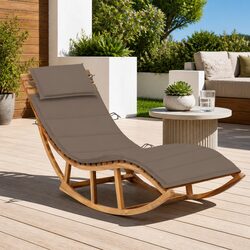 Stylish Teak Rocking Sun Lounger for Outdoor Comfort