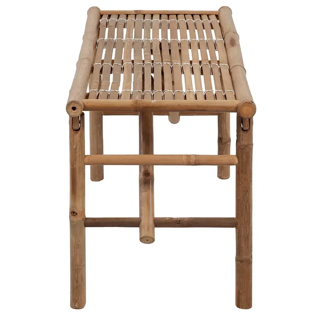 Folding Garden Bench Outdoor Seating 118cm Bamboo Grey Cushion