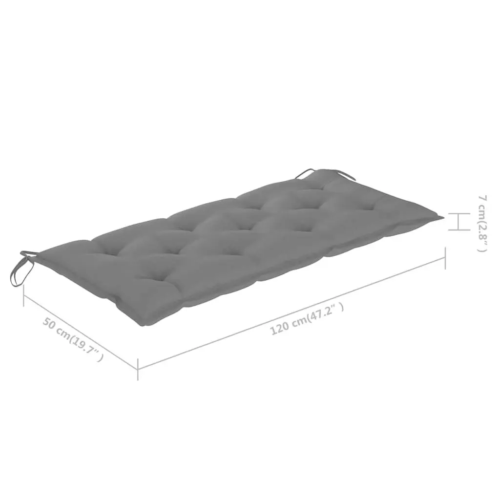Folding Garden Bench Outdoor Seating 118cm Bamboo Grey Cushion