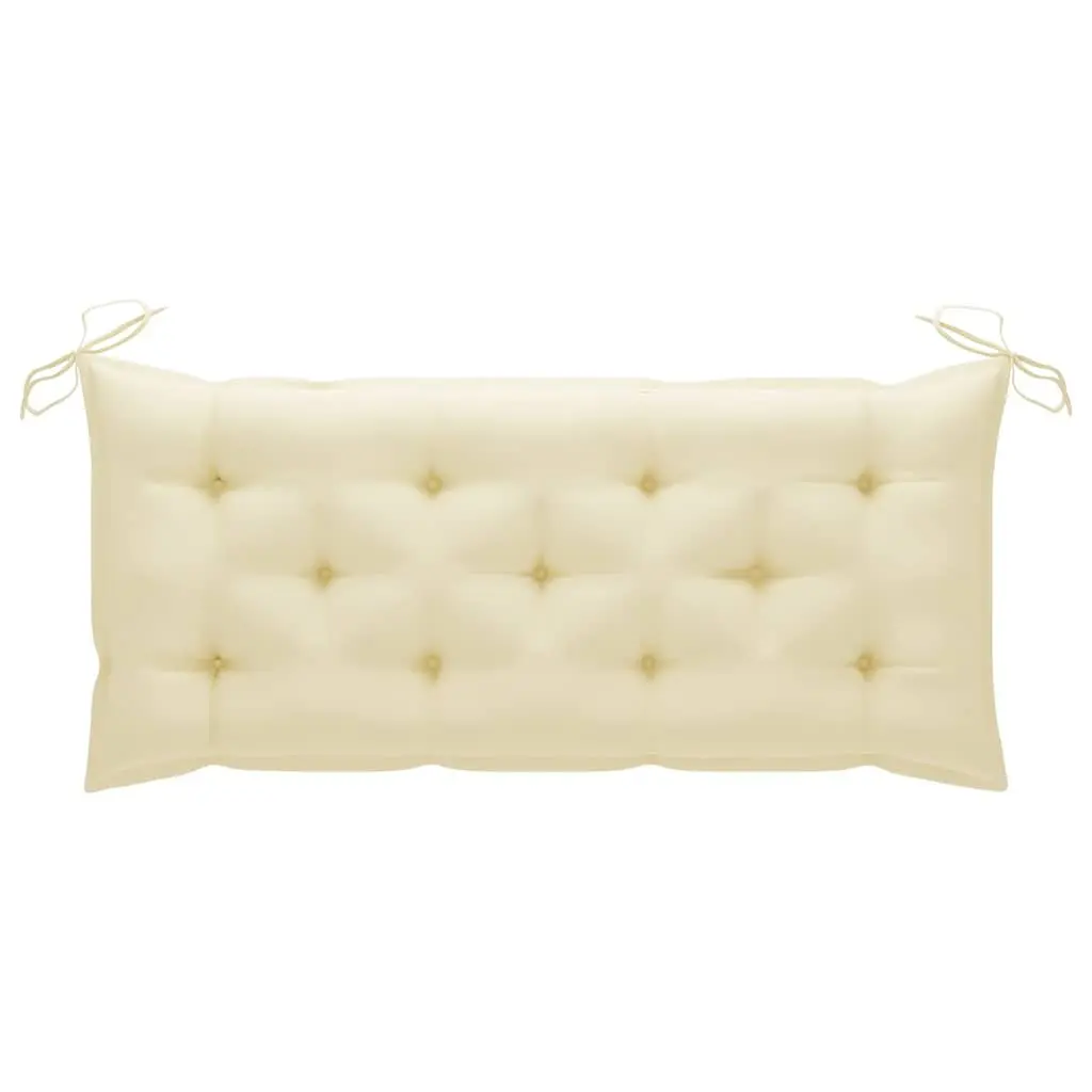 Folding Garden Bench Outdoor Seating 118cm Cream Bamboo