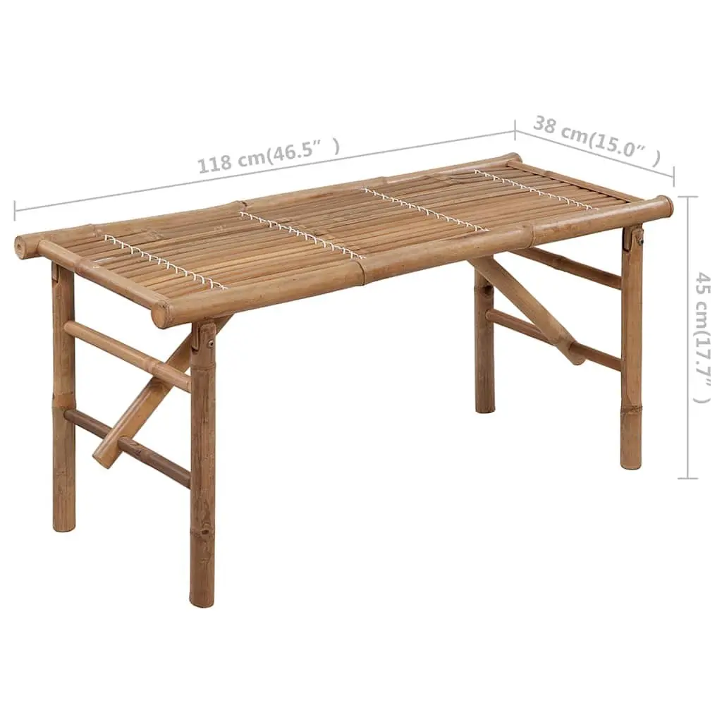 Folding Garden Bench Outdoor Seating 118cm Cream Bamboo