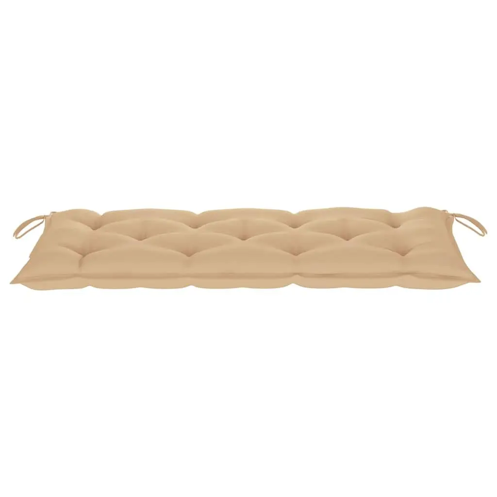 Folding Garden Bench Outdoor Seating 118cm Beige Cushion