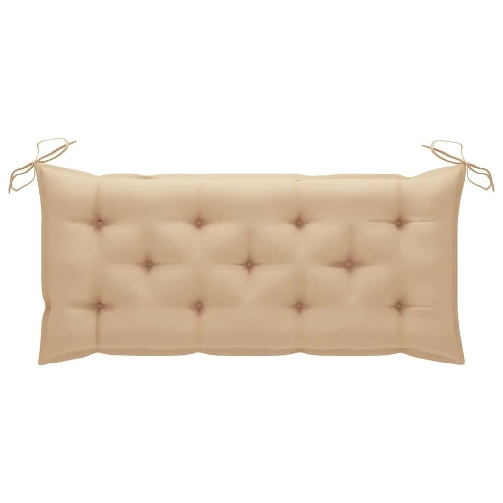 Folding Garden Bench Outdoor Seating 118cm Beige Cushion