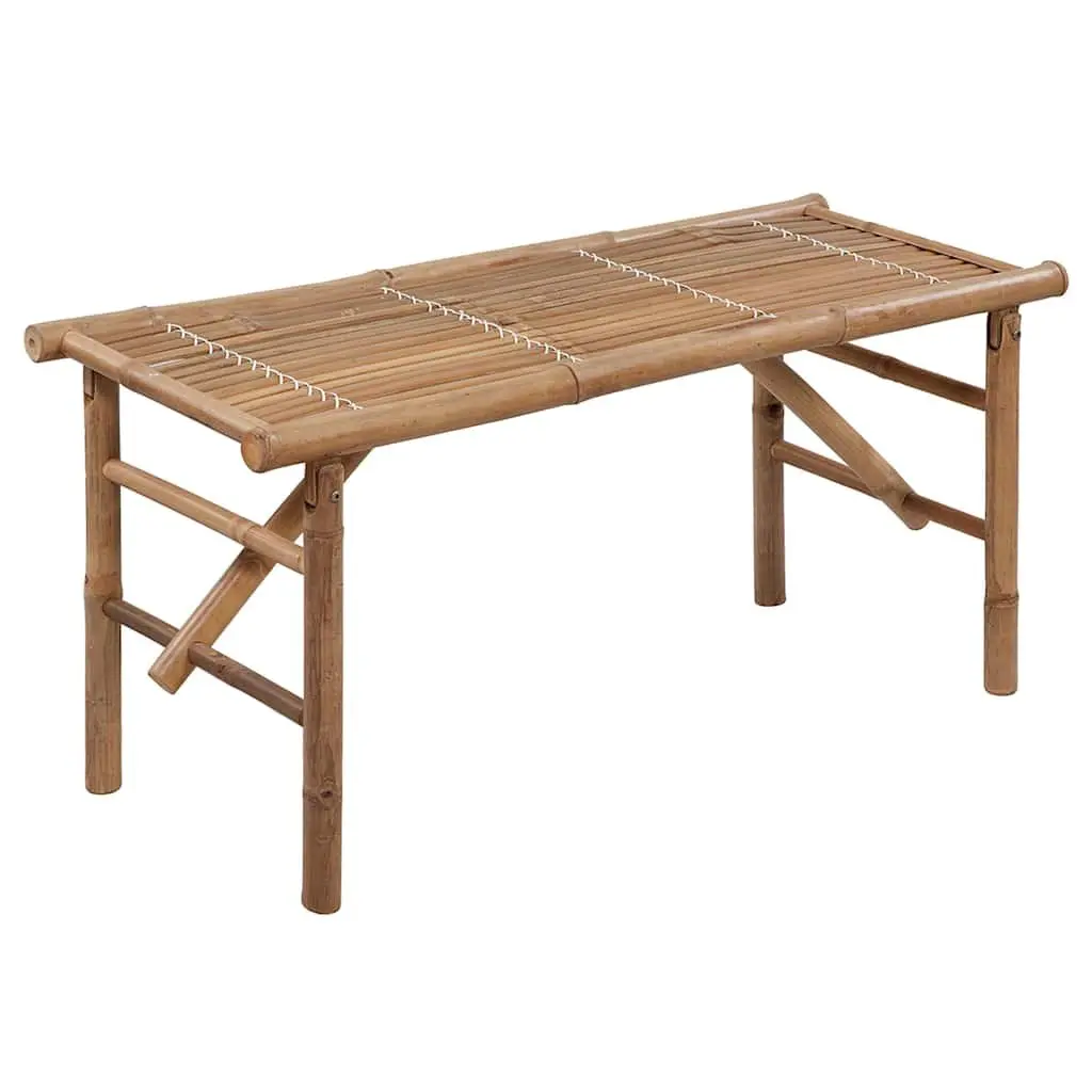 Folding Garden Bench 118 cm Outdoor Seating with Cushion Black Bamboo