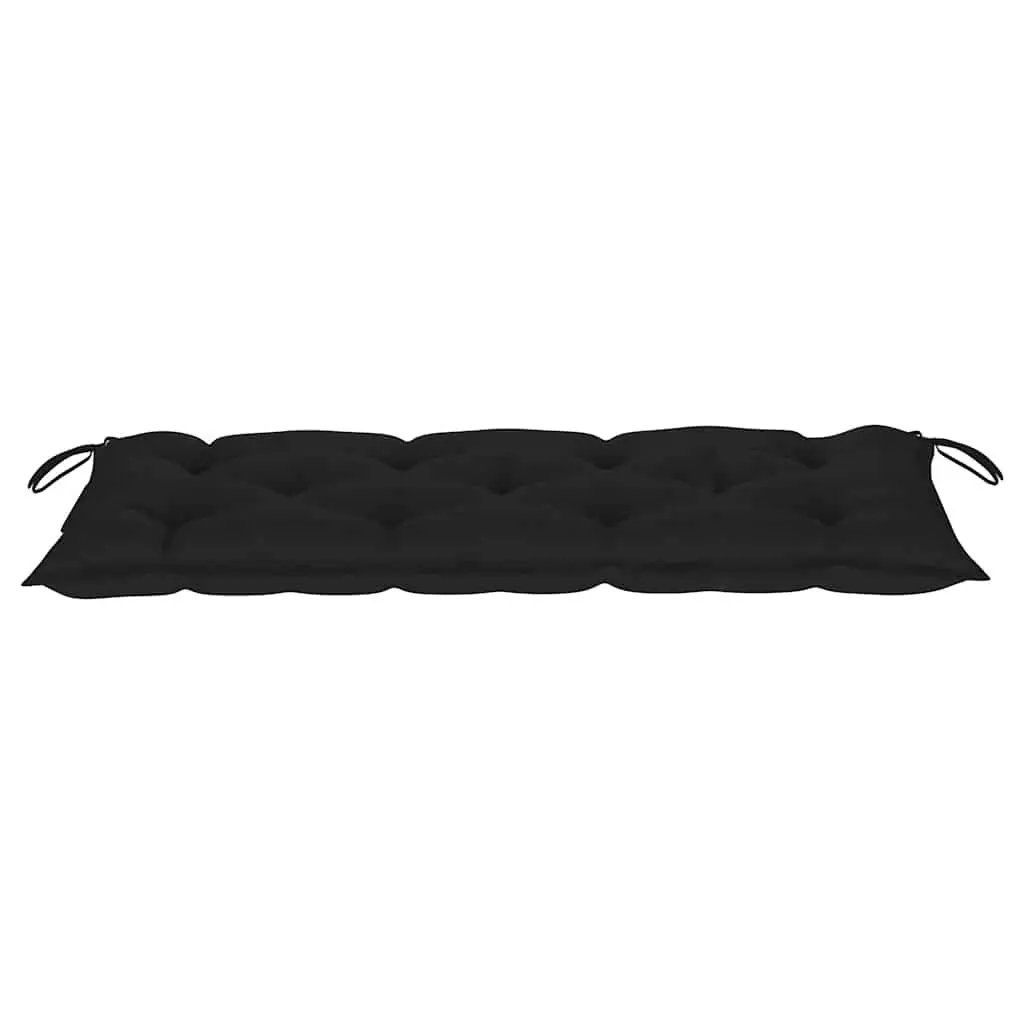 Folding Garden Bench 118 cm Outdoor Seating with Cushion Black Bamboo