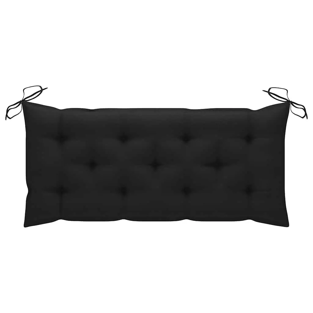 Folding Garden Bench 118 cm Outdoor Seating with Cushion Black Bamboo
