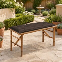 Folding Garden Bench 118cm Outdoor Seating with Cushion Taupe Bamboo