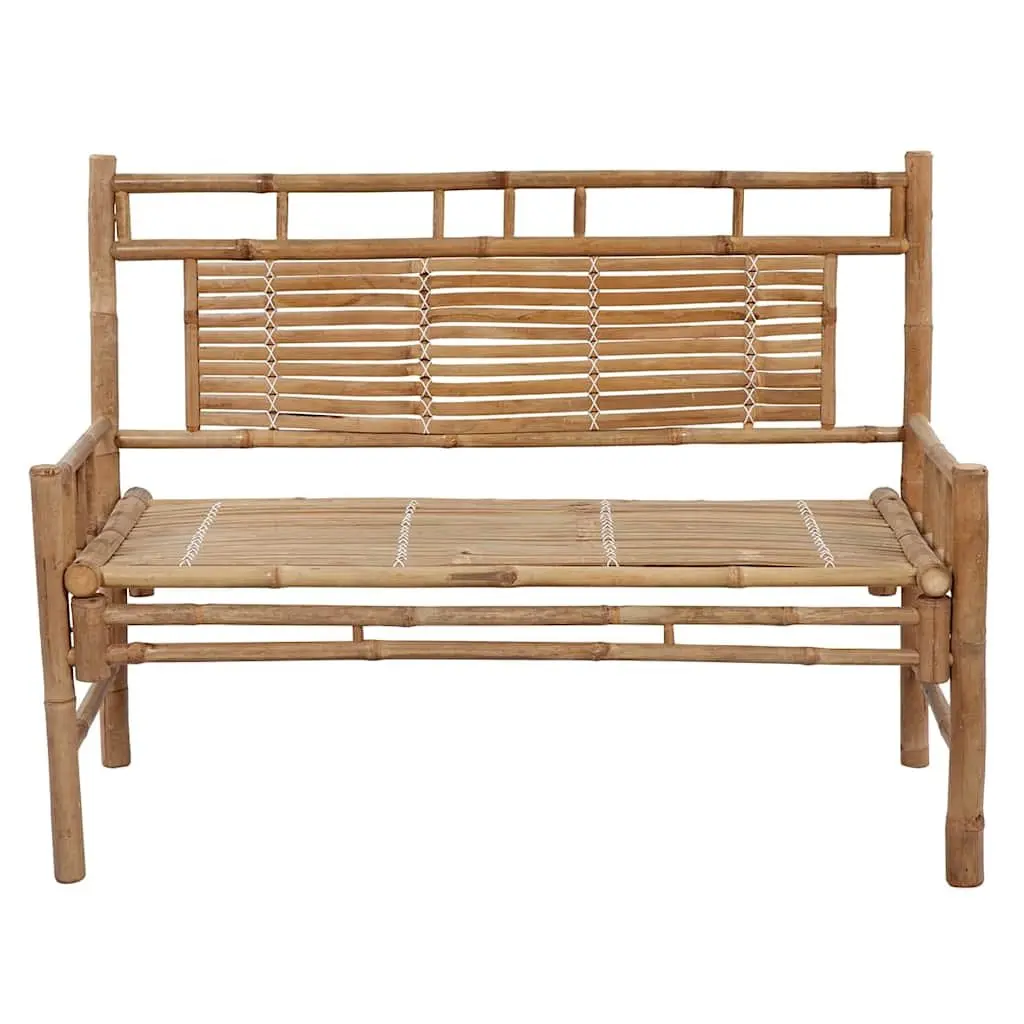 Garden Bench Outdoor Seating 120cm with Backrest Grey Bamboo