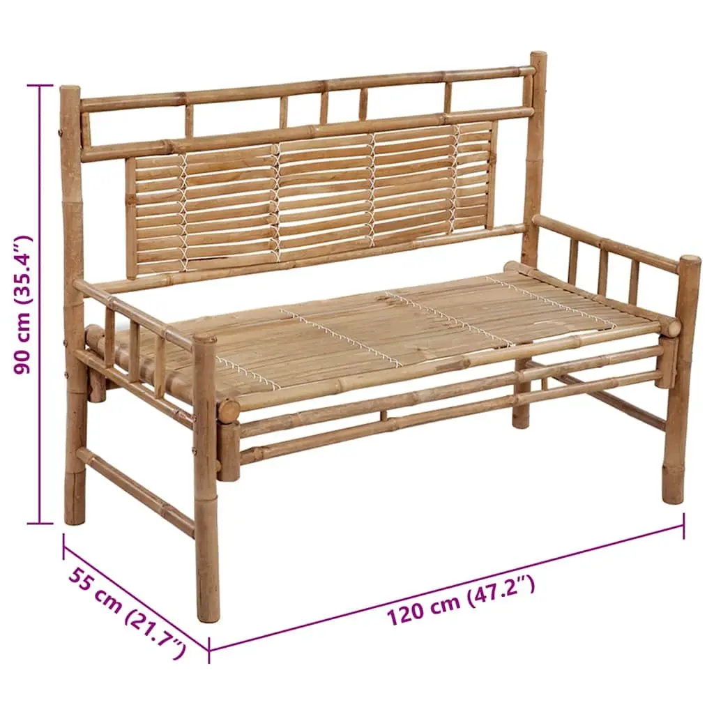 Garden Bench Outdoor Seating 120cm with Backrest Grey Bamboo