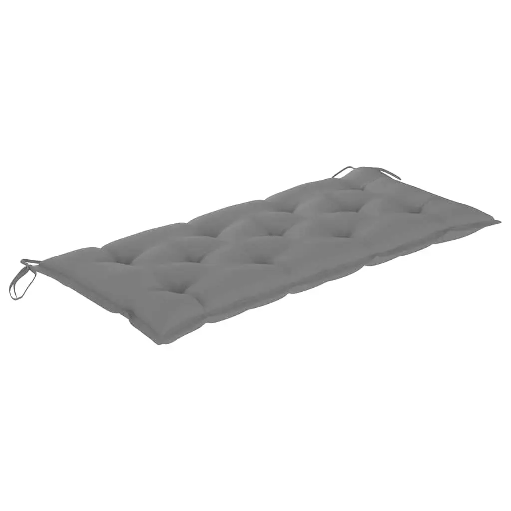 Bamboo Garden Bench with Backrest 120cm Outdoor Seating Grey Cushion