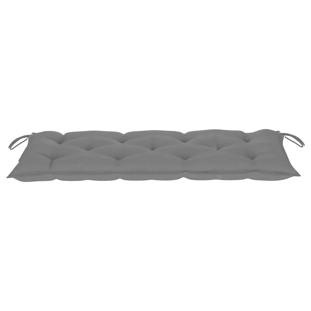 Bamboo Garden Bench with Backrest 120cm Outdoor Seating Grey Cushion