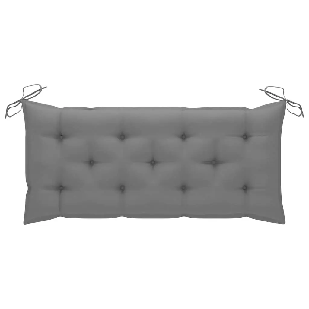 Bamboo Garden Bench with Backrest 120cm Outdoor Seating Grey Cushion