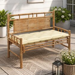 Reliable Bamboo Garden Bench with Cushion for Outdoor Comfort