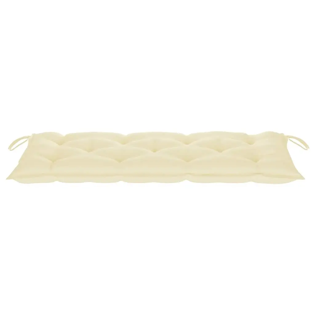Bamboo Garden Bench Outdoor Seating 120 cm with Backrest Cream Cushion