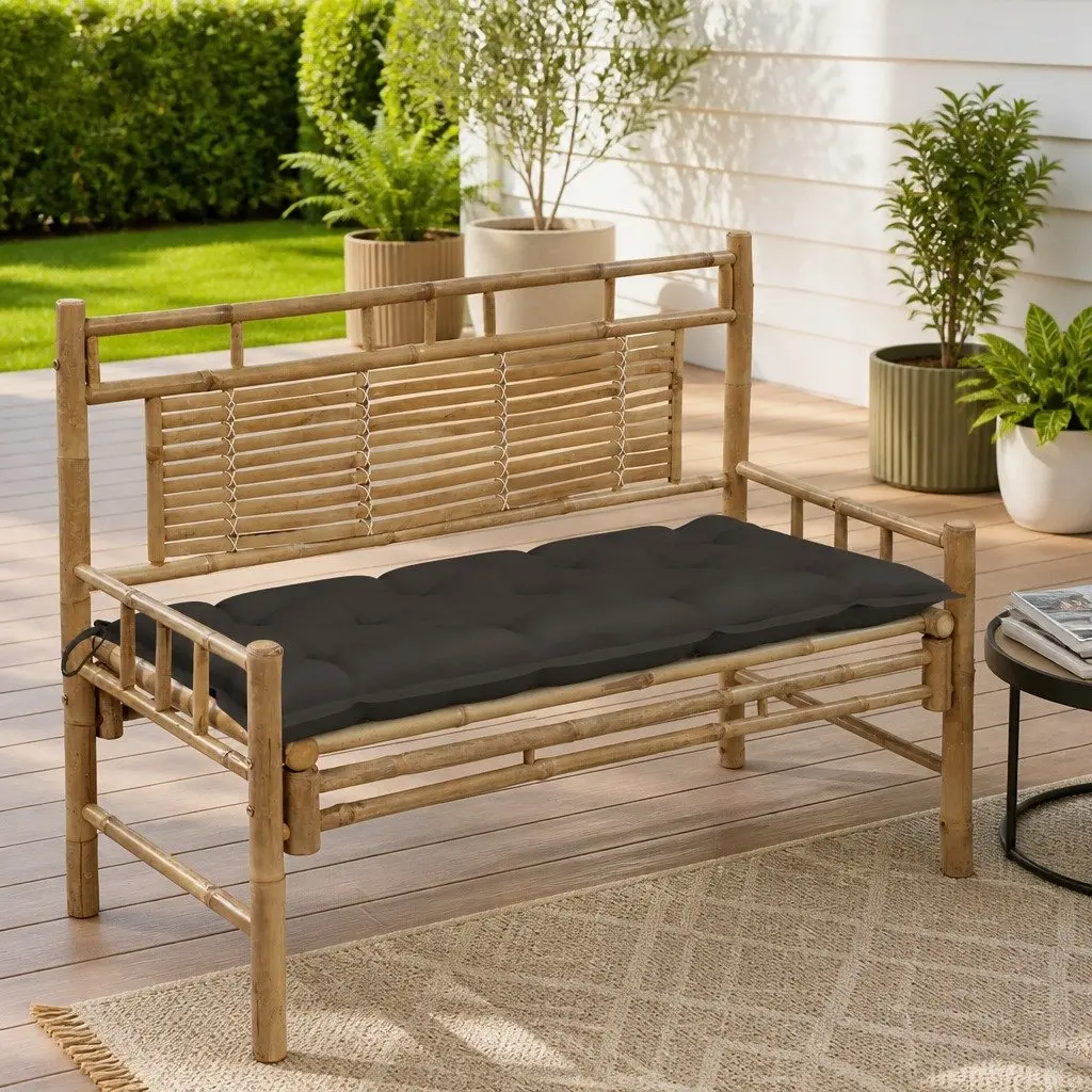 120cm Outdoor Bamboo Bench with Cushion