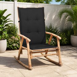 Comfortable and Durable Bamboo Rocking Chair with Cushion