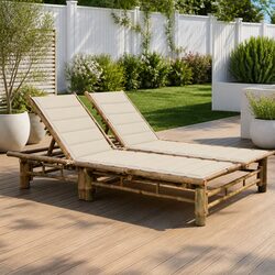 Comfortable and Reliable 2-Person Bamboo Sun Lounger