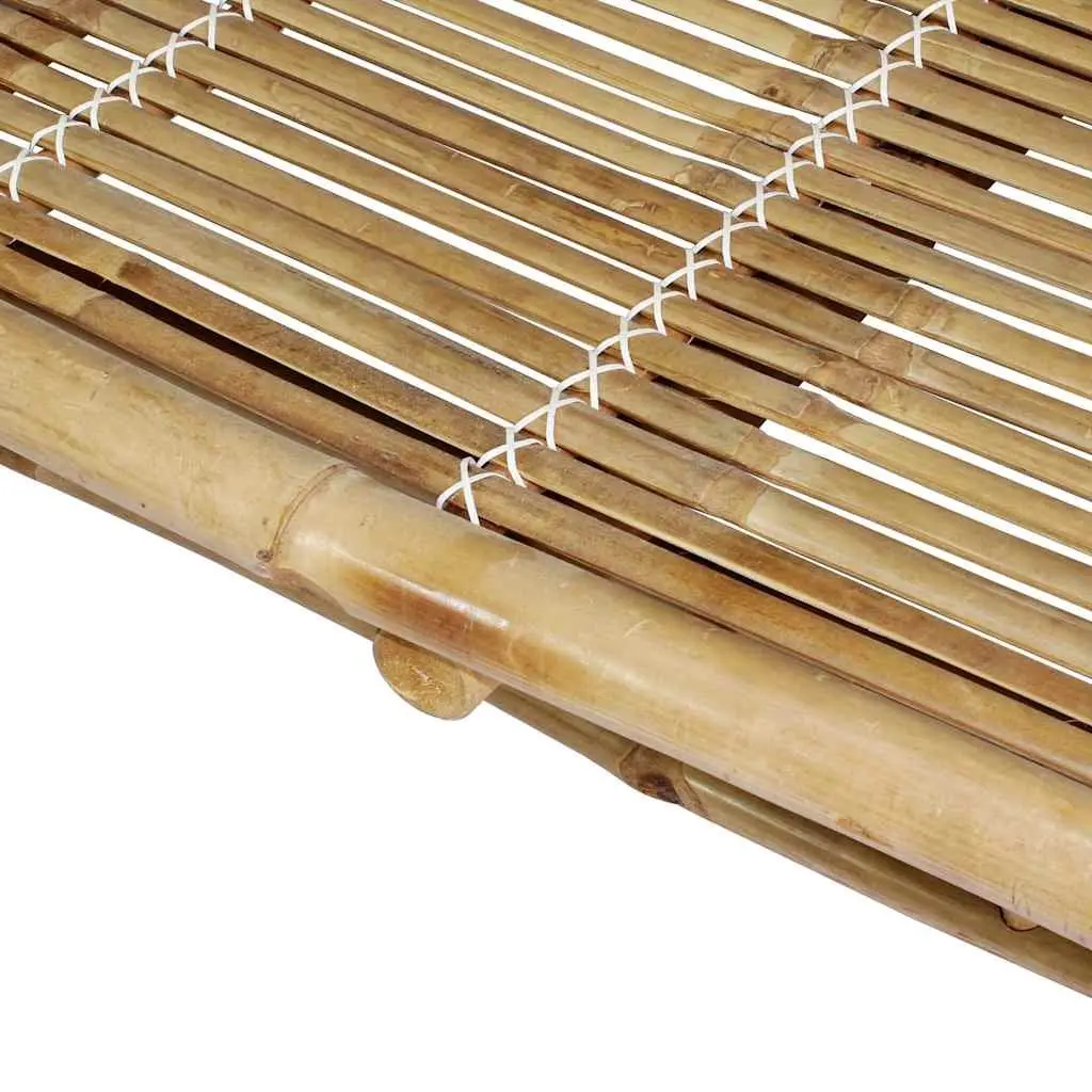 2-Person Sun Lounger Adjustable Recliner Bamboo Outdoor Seating Cream