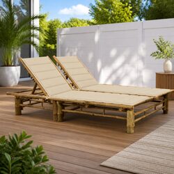 Comfortable 2-Person Bamboo Sun Lounger for Outdoor Use
