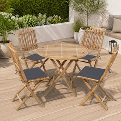 Reliable 5-Piece Bamboo Dining Set with Comfort Cushions