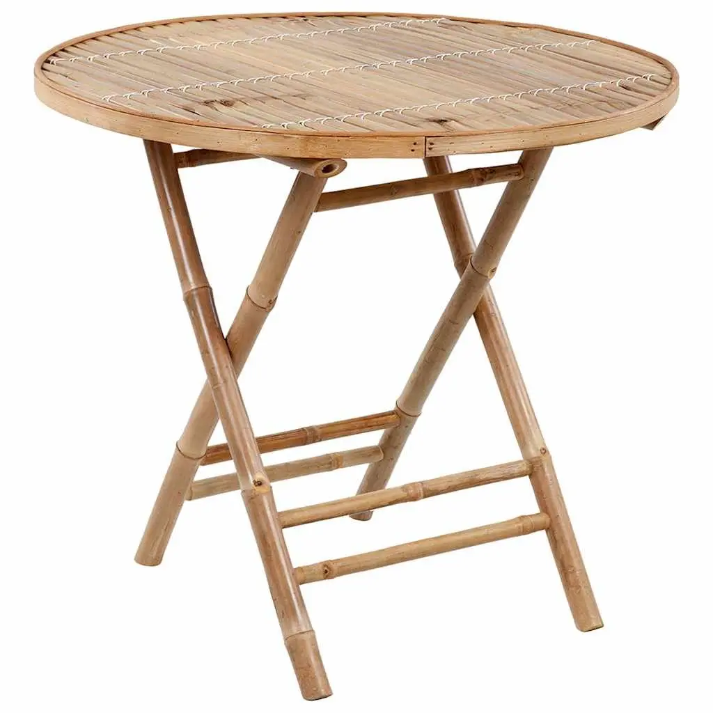 Folding Outdoor Dining Set Bamboo Garden Table Chairs 5 Piece Beige
