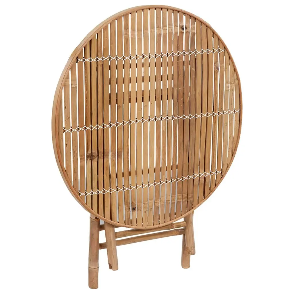 Folding Outdoor Dining Set Bamboo Garden Table Chairs 5 Piece Beige