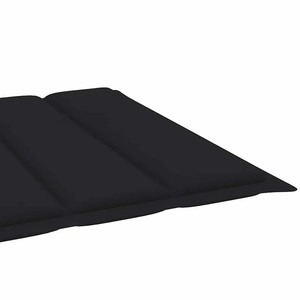 Sun Lounger Adjustable Backrest Cushion Black Acacia Wood Outdoor Garden Patio Chair