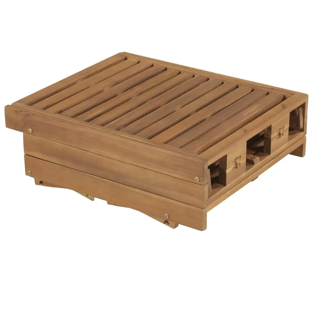 Folding Sun Lounger with Cushion Acacia Wood Outdoor Garden Lounging Bed