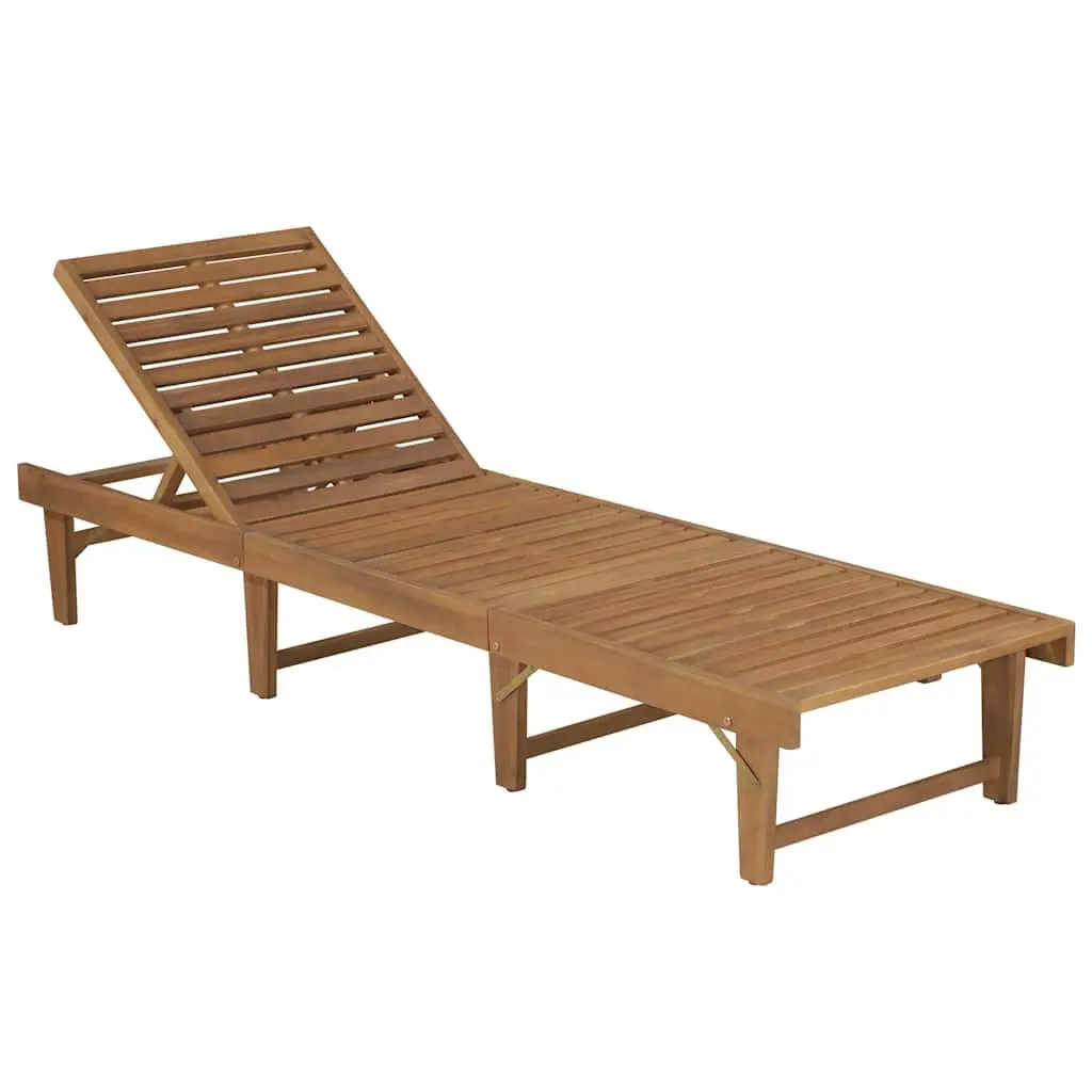 Folding Sun Lounger Wooden Outdoor Garden Lounger Bed Adjustable Backrest Blue